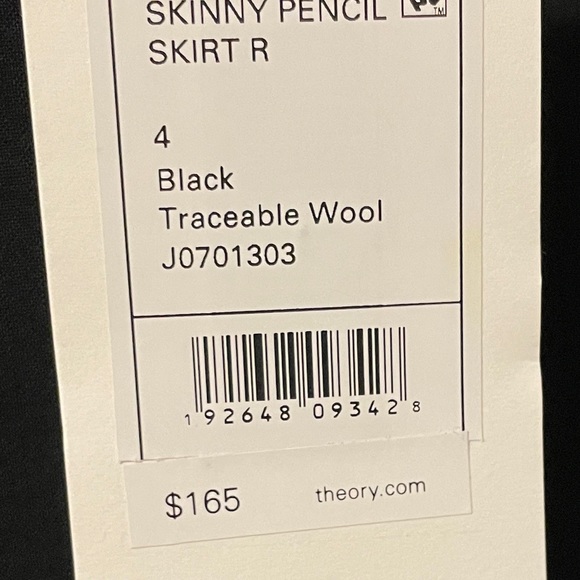 Theory black wool skinny pencil skirt NWT - Picture 4 of 4